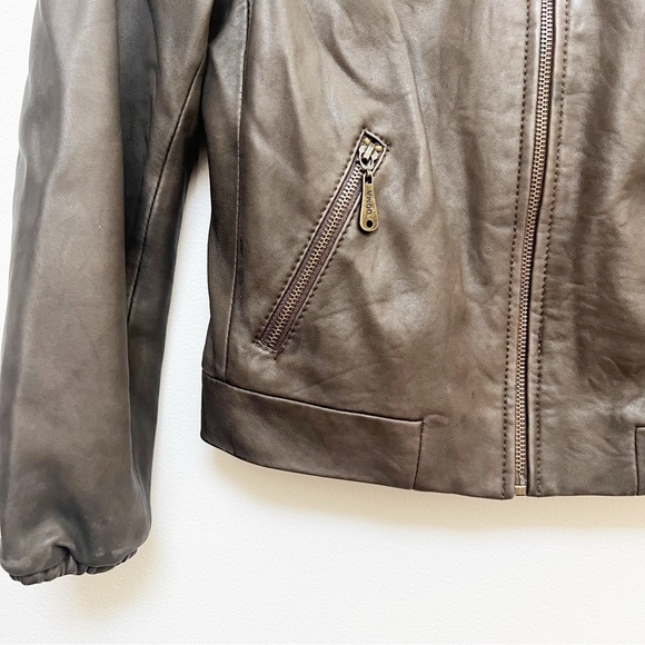 Doma Brown Leather Zipper Jacket - Picture 3 of 14